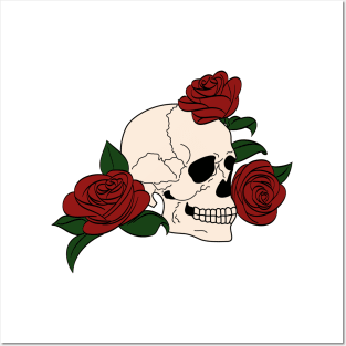 Traditional Skull & Roses Posters and Art